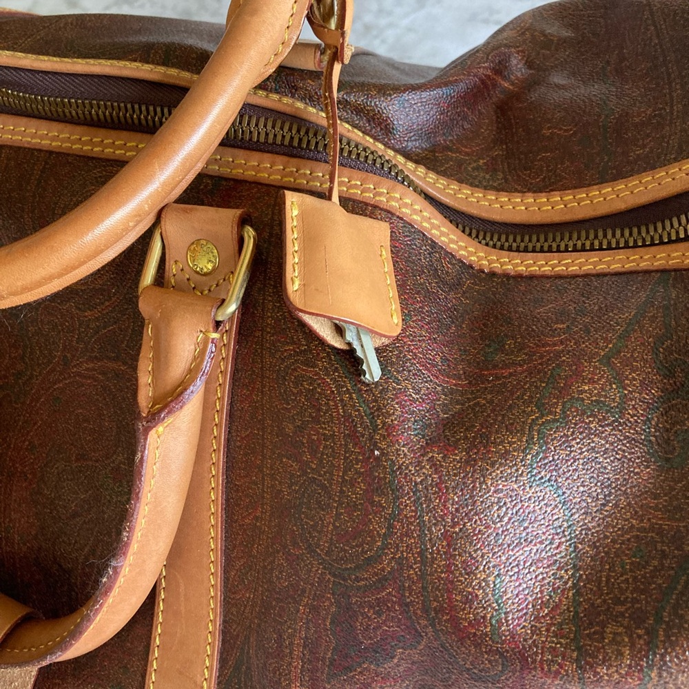 ETRO Milano Burgundy Maroon paisley vintage Duffel Bag - Picture 12 of 14